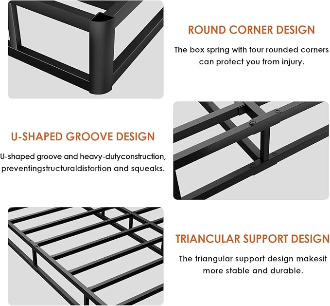D&H FURNIMMT 7 Inch Twin Size Box Spring, Heavy Duty Metal Box Spring Bed Base with Fabric Cover, Mattress Foundation, Easy Assembly, Noise Free（Twin）