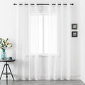 DUALIFE White Sheer Curtains 96 Inches Long Set 2 Panels Grommet Semi Transparent Drape Tulle Gauze Voile Window Sheer Curtains for Bedroom Living Room Dining Wide 52 Length Solid Color