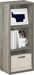 Furinno LUDER Book Shelf, 3-Cube Bookshelf, Bookcase, 9.3" x 12" x 31.5", for Living Room, Bedroom, Home Office, French Oak