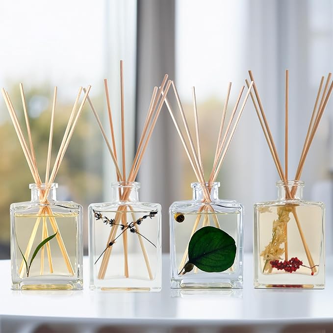 Urban Naturals Christmas Night Reed Diffuser Set – Cinnamon Spice, Almond, Clove, Cedarwood, Fresh Balsam and Fir Needle – 5 Ounce Sleek Black Rectangular Refillable Glass Bottle – Made in The USA