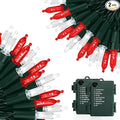 KOUQIYA Battery Operated Christmas Lights 2 Pack, 17ft 50 LED Mini String Light with Auto-Timer 8 Modes Waterproof Tree Lights (Red&White)
