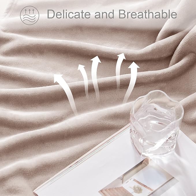 Exclusivo Mezcla Extra Large Fleece Throw Blanket for Couch, Sofa, 300GSM Super Soft and Warm Blankets, Camel Throw All Season Use, Cozy, Plush, Lightweight, 50x70 Inches
