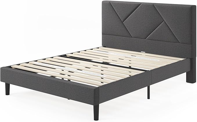 ZINUS Judy Upholstered Platform Bed Frame, Mattress Foundation, Wood Slat Support, No Box Spring Needed, Eco Friendly WonderBox (TM), Easy Assembly, Dark Grey, Full