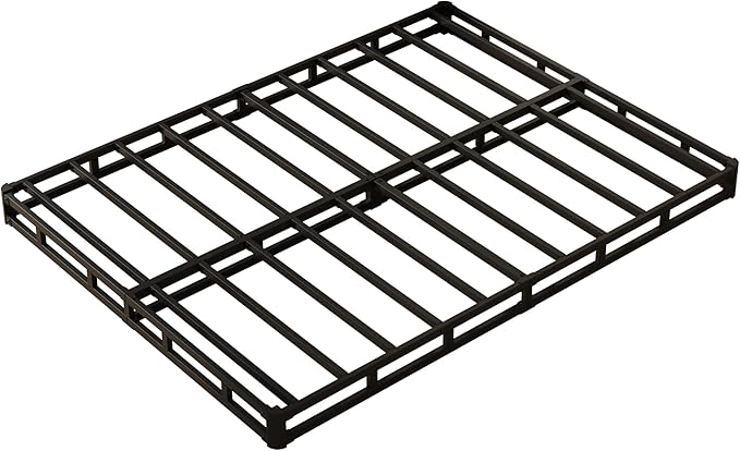 King Size Box Spring 4 Inch Low Profile, Heavy Duty Metal Box Spring Bed Base with Fabric Cover, Mattress Foundation, Easy Assembly, Noise Free, Black