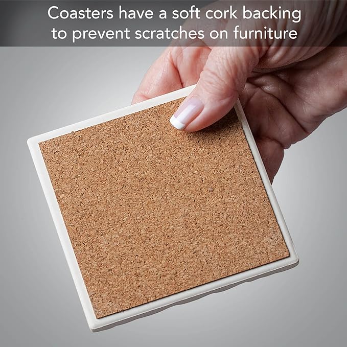 Thirstystone Holiday Nutcrackers 4 Pack Assorted Tumbled Tile Stone Coasters with Protective Cork Backing 4" Square Manufactured in The USA