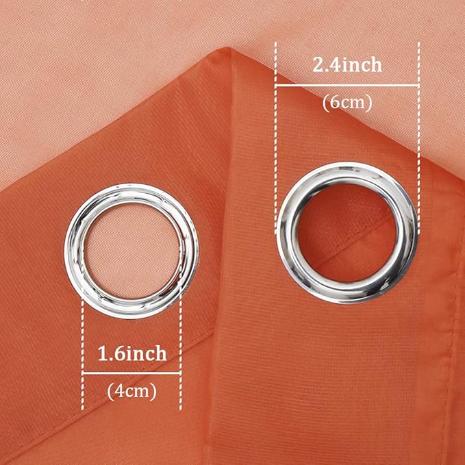 KEQIAOSUOCAI Patio Door Sheer Curtain Panels - Ceiling to Floor Extra Long Voile Drape Curtains Window Treatment for Sliding Glass Door (Burnt Orange,2 Pieces,W 54 x L 95 inches)