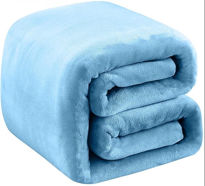 Fleece Blankets for All Season - Premium Lightweight Anti-Static Throw for Twin/Twin XL Size Bed Extra Long Soft Brush Fabric Warm Sofa Thermal Blanket 66" x 90"(Washed Blue)