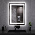 LED Mirror, 20x28 Inch Gradient Front and Backlit LED Bathroom Mirror, 3 Colors Dimmable CRI>90, IP54 Enhanced Anti-Fog Bathroom Mirror with Lights