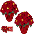2 Pack 18" Lighted Large Artificial Poinsettias for Outdoors LED Poinsettia Flowers Artificial Faux Poinsettia Plants Poinsettia Christmas Decorations for Office Home Kitchen Decor (Red Paper)