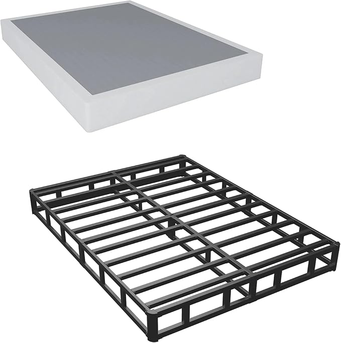King Box Spring - 7 Inch High Profile Box Spring for King Bed, Sturdy Metal Frame Mattress Foundation, Easy Assembly, Quiet & Noise-Free