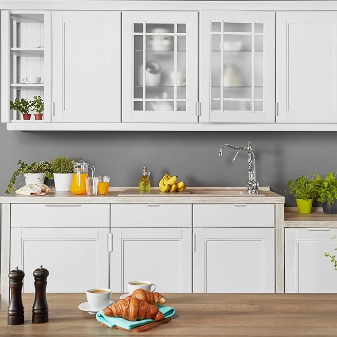 Ravinte Hardware 6 Pack Silver Cabinet Handles, 3.15 Inch (80mm) Finger Edge Pulls, 2-1/2 Inch Hole Center, Finger Pulls for Cabinets