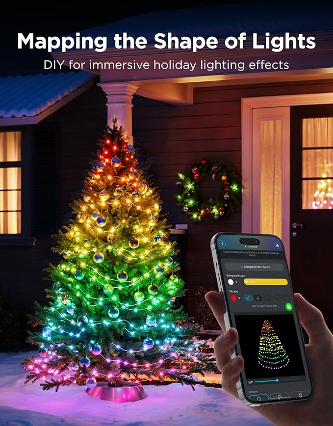 Govee Christmas Lights 2, RGBWIC 164FT 500LEDs String Lights for Holiday Decor, Smart Indoor Outdoor LED Decoration with Shape Mapping Function, 130+ Scene Modes, APP Control, Green Wire