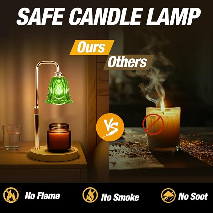 Candle Warmer Lamp with Timer and Dimmer, Electric Wax Warmers for Scented Candles with 5 Brightness Settings, Anti-Glare Lamp with Adjustable Height, Home Decor, Gift for Christmas, Birthday