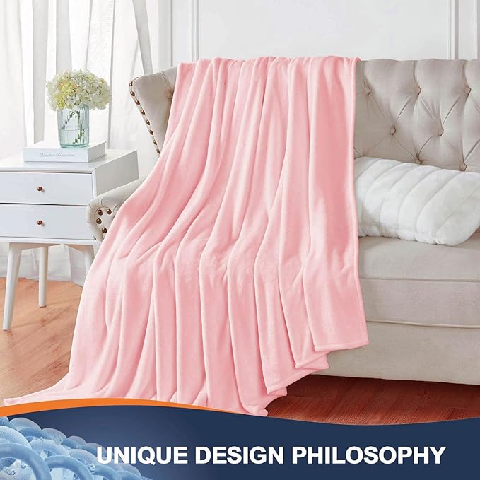 Walensee Fleece Blanket Plush Throw Fuzzy Lightweight (XL-Twin Size 66x90 Pink) Super Soft Microfiber Flannel Blankets for Couch, Bed, Sofa Ultra Luxurious Warm and Cozy for All Seasons
