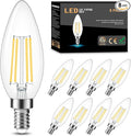 Cotanic Dimmable E12 LED Candelabra Bulb 4000K Daylight, Ceiling Fan Light Bulbs Small Base,60W Equivalent,Type B Bulb for Chandelier,Vintage B11 LED Candle Shape with Clear Glass,600LM,8 Pack