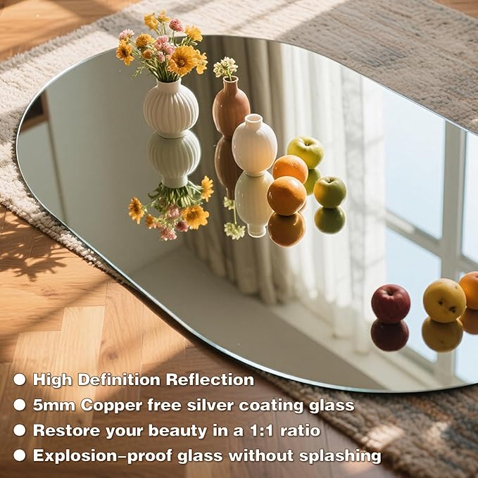 36" x 24" Oval LED Mirror for Bathroom, Backlit Vanity Mirror with Lights, Frameless Smart Wall Mirror, 3 Colors Stepless Dimmable, Anti-Fog, Shatterproof, Memory, CRI95+(Horizontal/Vertical)