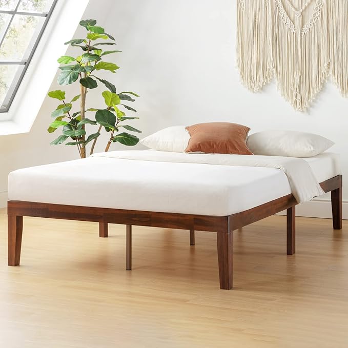Mellow Naturalista Classic 16 Inch Solid Wood Platform Bed with Wooden Slats, Espresso, Full