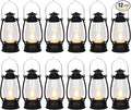 12Pcs Mini Lantern for Cowboy Halloween Christmas Wedding, Black 6" Candle Lantern with Flickering LED for Camping Western Party Decorations, Table Centerpiece, Hanging Lamp Ornaments Bulk