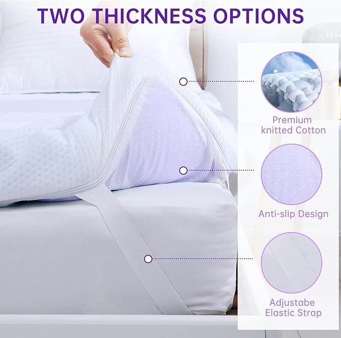 MUXHOMO 2 Inch 7-Zone Full Mattress Topper, Egg Crate Foam Mattress Topper Full Size for Back Pain, Lavender Cooling Gel Infused Bed Pad, CertiPUR-US and Oeko-TEX Certification (54"×75")