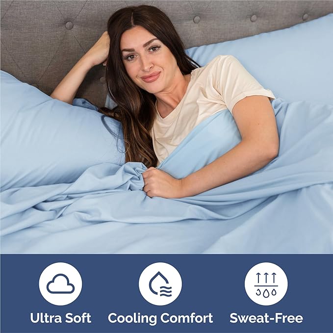 King 6 Piece Sheet Set - Comfy Breathable & Cooling - Ultra-Soft Hotel Luxury Bedding Set with 8-16 Inch Deep Pockets - 1 Flat & 1 Fitted Sheet & 4 Pillowcases - Wrinkle Free & Easy Care - Baby Blue