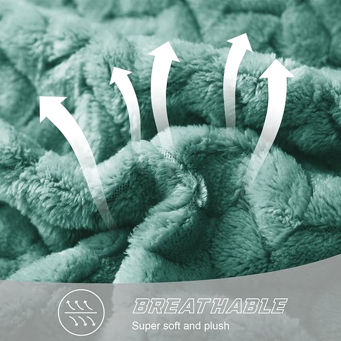 Exclusivo Mezcla Fleece King Size Blanket for Bed, 90x104 Inches Soft Cozy Jacquard Flannel Blankets, Lightweight Fuzzy Plush Warm for Winter, Celadon