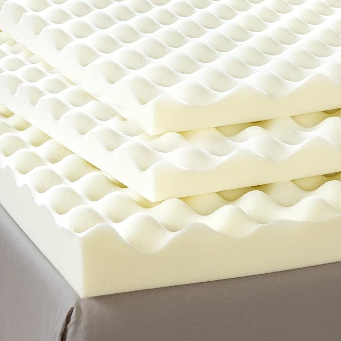 ZINUS 2 Inch Copper Cooling Memory Foam Mattress Topper with Airflow Design, King, White