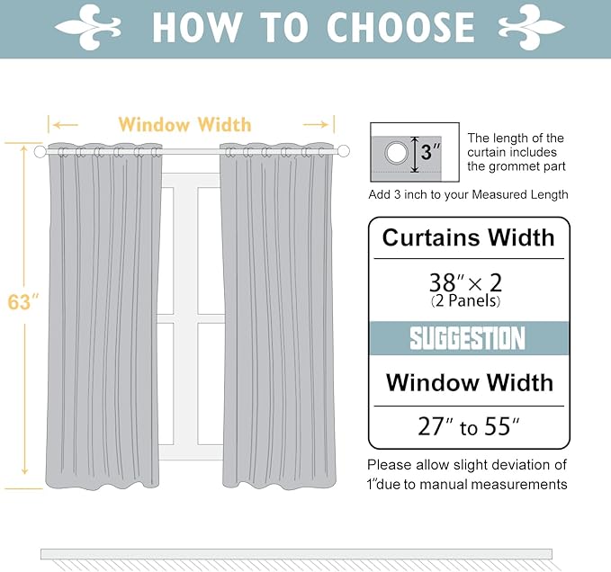 ChrisDowa 100% Blackout Curtains 63 inch Long for Bedroom with Black Liner, 2 Thick Layers Total Blackout Thermal Insulated Grommet Window Curtains 2 Panels Set (Brown, 38 x 63 Inch)