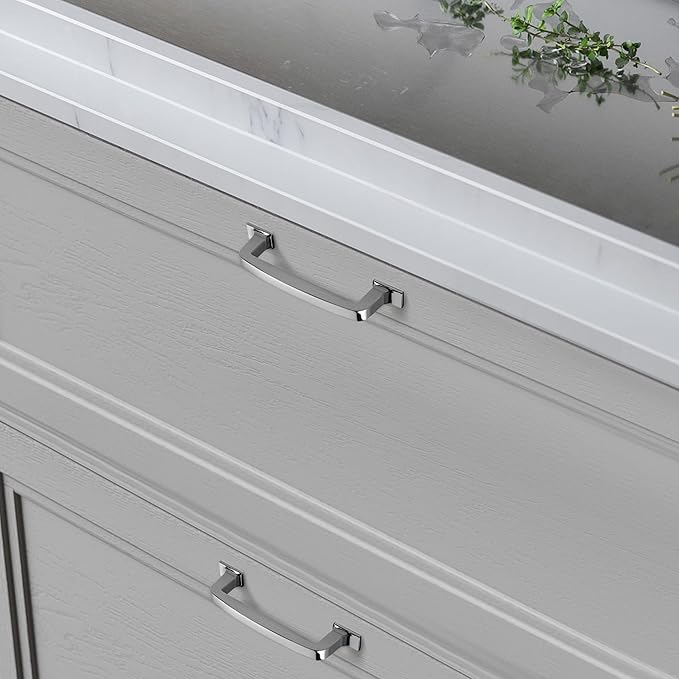 khtumeware 6 Pack 12 Inch Kitchen Cabinet Handles Polished Chrome Cabinet Pulls Drawer Pulls Kitchen Cabinet Hardware Kitchen Handles for Cabinets Cupboard Handles Drawer Handles