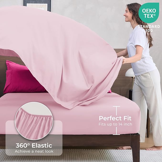 HEVUMYI Hot Pink & Baby Pink King Comforter Set - 7-Piece All Season Bed in a Bag King, Ultra Soft Bedding Set with Comforter, Flat Sheet, Fitted Sheet, Pillowcases, Pillow Shams