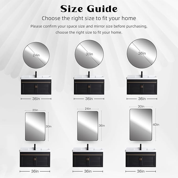 CULER White Bathroom Wall Mirror,24 x 36 Inch Rectangle Vanity Modern Tempered Glass Mirror for Bedroom,Living Room,Entryway
