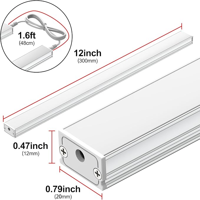 ASOKO Dimmable LED Under Cabinet Lights Warm White 2700K, 3 Pcs 12" Linkable LED Cabinet Lighting Plug in, 24V ETL Listed Plug, Led Closet Light Bars for Kitchen Counter, Shelf, Bookcase, Showcase etc