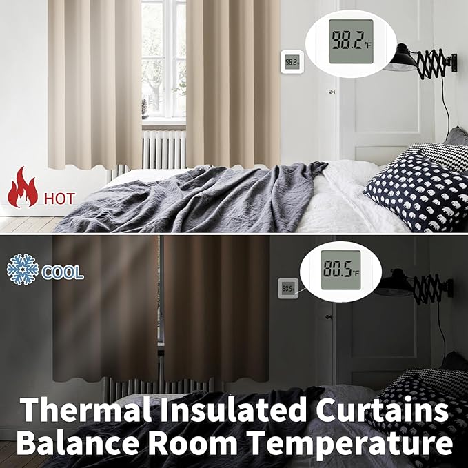 BGment Blackout Curtains - Grommet Thermal Insulated Room Darkening Bedroom and Living Room Curtains, Set of 2 Panels (52 x 95 Inch, Sand)