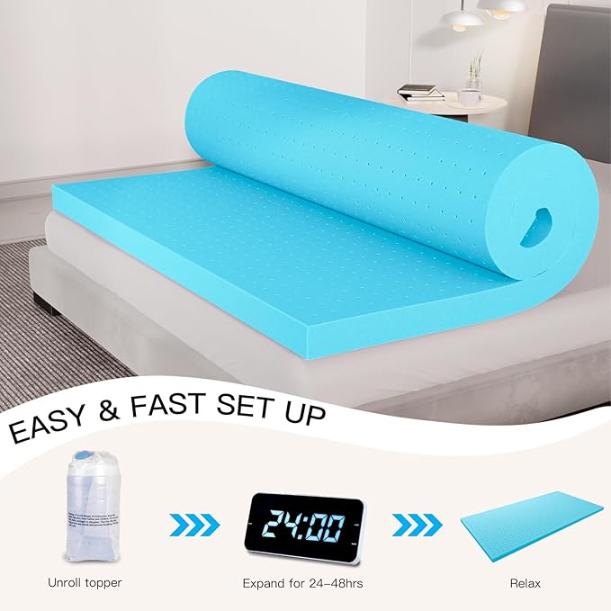 2 Inch Twin XL (39"x80") Memory Foam Mattress Topper, Cooling Gel Infused Mattress Pad, Soft Bed Topper for Pressure Relief Back Pain, Breathable, CertiPUR-US Certified
