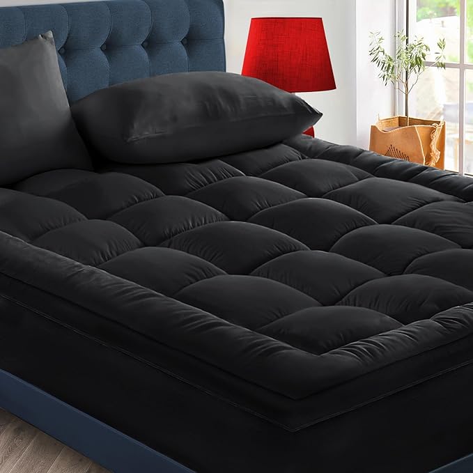 CYMULA King Size Mattress Topper - Extra Thick Cooling Mattress Pad Cover for Back Pain - Soft Mattress Protector Firm Bed Topper Pillow Top with 8-21 Inch Deep Pocket 3D Snow Down Alternative Fill