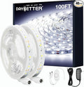 DAYBETTER White LED Strip Light, 100 ft Dimmable Strip, 6500K 24V Lighting Strips, 1800 LEDs 2835 Tape Lights for Bedroom, Kitchen, Mirror, Home Decoration(2 Rolls of 50 ft)