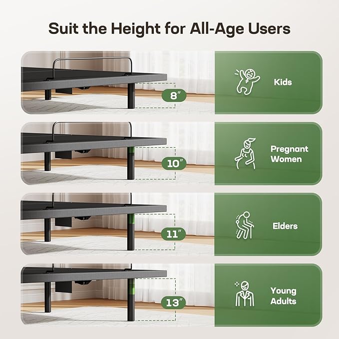 Marsail MS01-2 Twin XL Adjustable Bed Base with Massage-APP Connects Adjustable Bed Frame with 4 Height Options, 3 Minutes Fast Assembly, Wireless Control Adjustable Bed with Under-Bed Nightlight