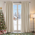 Lazzzy Velvet Blackout Curtains Thermal Insulated Room Window Drapes Super Soft Luxury Curtains for Living Room Bedroom Rod Pocket 2 Panels, Beige, 42" W x 96" L