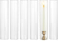 NUPTIO Hurricane Candle Holder Fluted: 2.5 x 12 inches Ribbed Glass Shade for Candlestick - Bulk Decorative Bottomless Cylinder Taper Candle Cover for Outdoor Table Centerpiece
