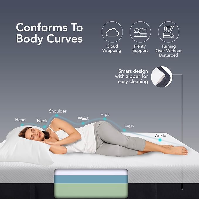 EPITEX Pure Comfort 10 Inch King Size Memory Foam Mattress – Air-Flow Memory Foam, Medium Plush for Pressure Relief and Motion Isolation, Breathable Pure Cotton Cover, CertiPUR-US Certified