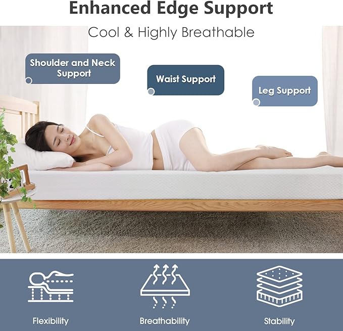 PayLessHere 10 Inch Queen Gel Memory Foam Mattress Fiberglass Free/CertiPUR-US Certified/Bed-in-a-Box/Cool Sleep & Comfy