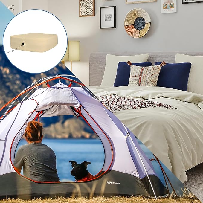 Bedecor Air Bed Sheets for Mattress Cover Removable Bed and Elastic Band Super Soft and Breathable & Deep up to 21" Beige Queen