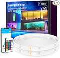 DAYBETTER Outdoor LED Strip Lights, IP67 Waterproof LED Lights with Remote, APP Control, Color Changing LED Rope Lights for Bedroom, Bathroom, Roof, Balcony, Pool, 24V, 100ft