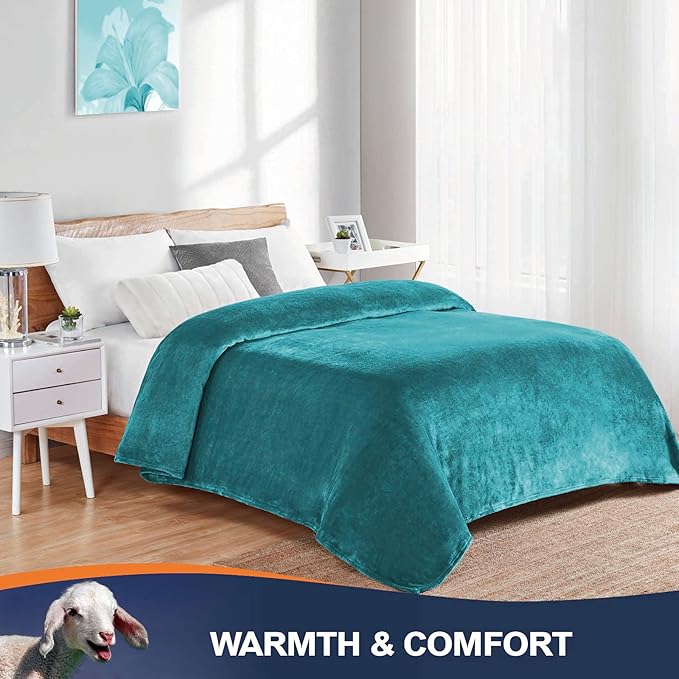 Walensee Fleece Blanket Plush Throw Fuzzy Lightweight (Twin Size 60x80 Teal) Super Soft Microfiber Flannel Blankets for Couch, Bed, Sofa Ultra Luxurious Warm and Cozy for All Seasons