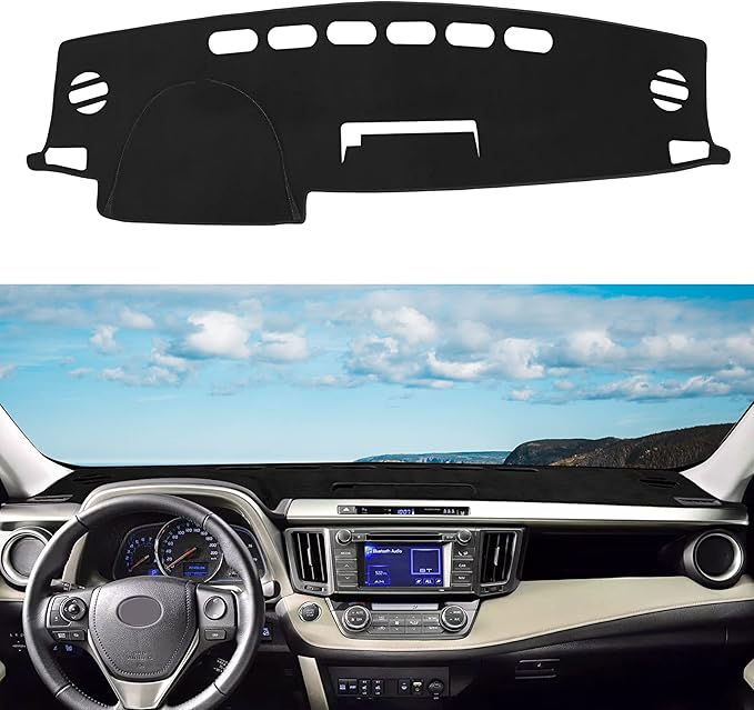 Dashboard Cover Mat Custom Fit for Toyota RAV4 2013-2018 Dash Cover Nonslip Dash Mat Protector Sunshade No Glare Black