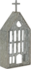 Church Shaped Tea Light Candle Holder Farmhouse Galvanized Metal Candle Holder Vintage Decorative Tealight Holder for Table Centerpiece Decoration - 4.53" x 1.97" x 10.43"