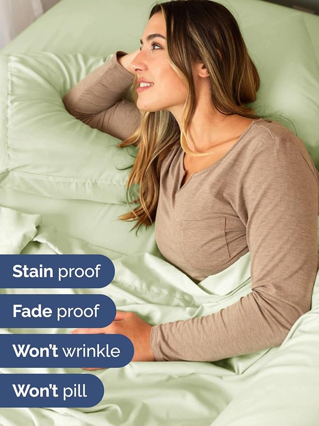 Extra Deep Full Sheet Set - 6 Piece Breathable & Cooling Sheets - Hotel Luxury Bed Sheets Set - Easy & Secure Fit - Soft, Wrinkle Free & Comfy Sheets Set - Light Sage Sheet Set with Extra Deep Pockets