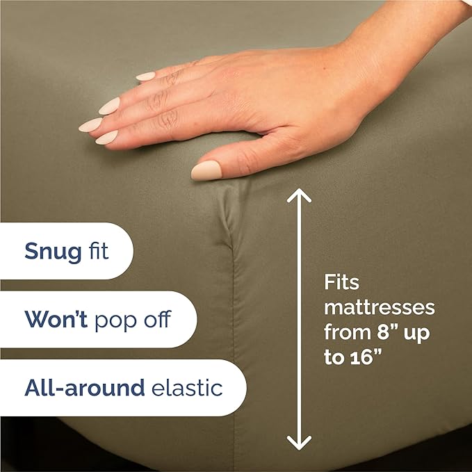 King Sheets Set 6 Piece - Includes 4 Pillowcases - Bed Sheets King Size - Soft Hotel Luxury Bedding - Cooling, Comfy, Fade Free & Breathable - 1 Flat & 1 Fitted & 4 Pillowcases w/ Deep Pockets - Khaki
