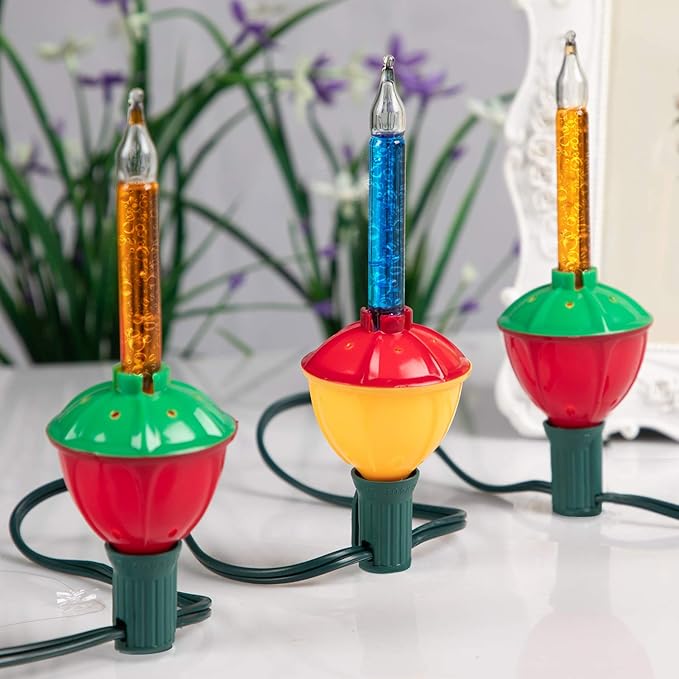 Brightown Christmas Bubble String Lights - 9 Traditional Multicolor Bubble Lights UL Listed for Holiday Christmas Celebrations Lighting, Bubble Light for Tree, Green Wire