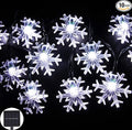 Solar Christmas String Lights Outdoor Waterproof 30 LED 20Feet Solar Snowflake Christmas Fairy Lights Decorations with 8 Lighting Modes for Garden Patio Yard Porch Wedding Party Decor(White)
