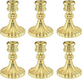 Glass Candlestick Holder,Striped Taper Candle Holders,Set of 6 Candle Stand for Table Centerpieces, Home Decor,Weddings,Festival and Parties (Gold Stripe)